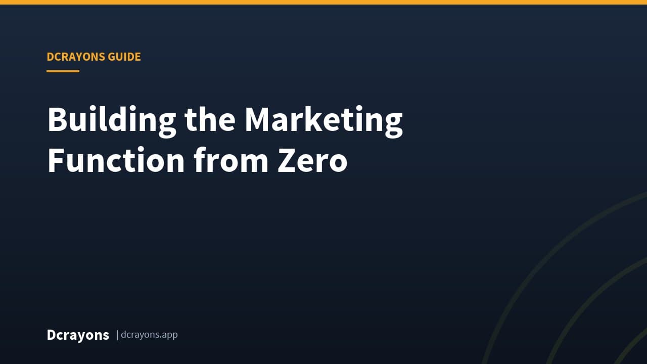 Building the Marketing Function from Zero