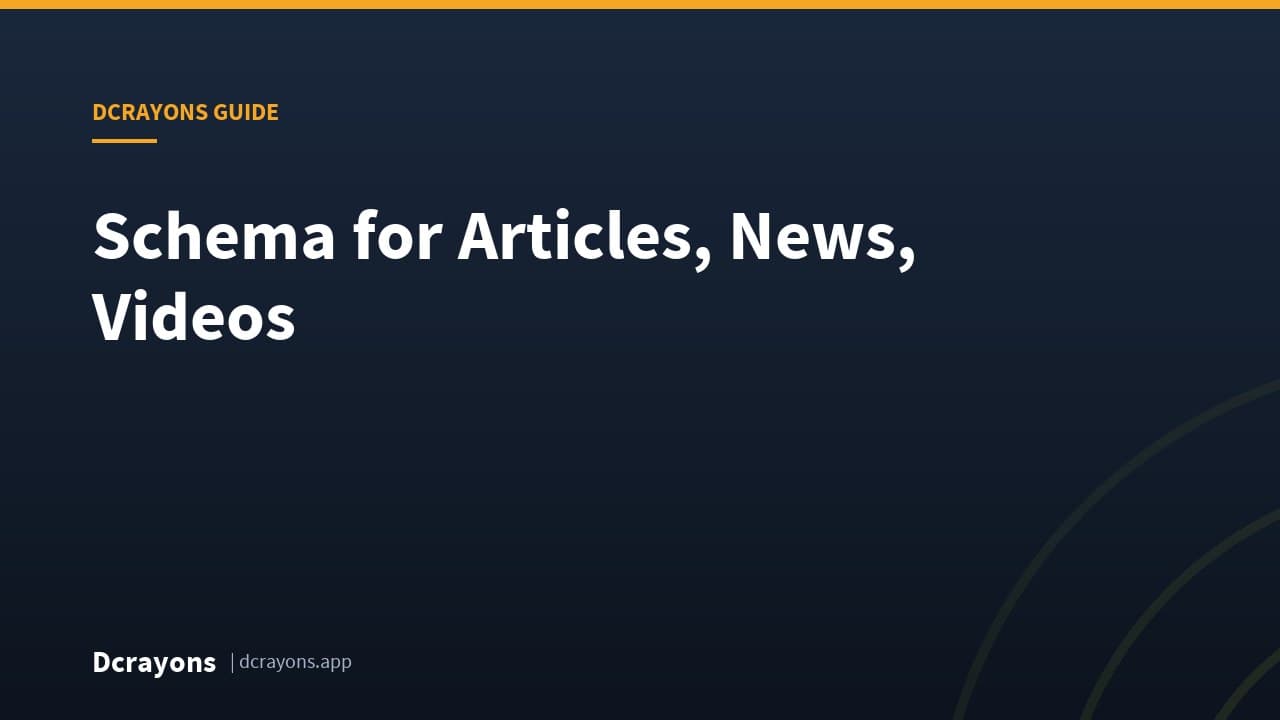Schema for Articles, News, Videos