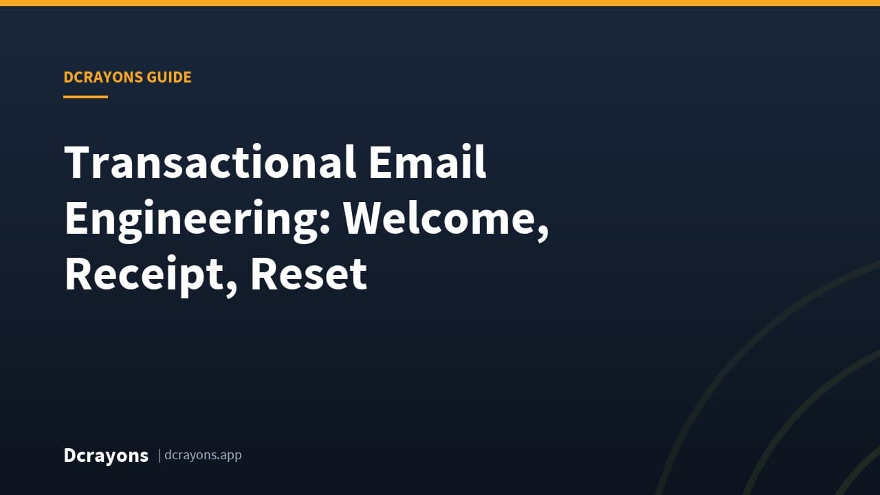 Transactional Email Engineering: Welcome, Receipt, Reset
