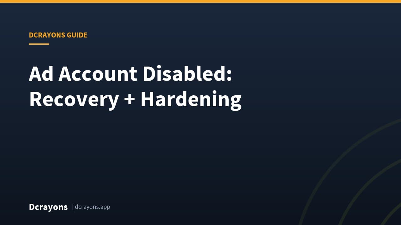 Ad Account Disabled: Recovery + Hardening